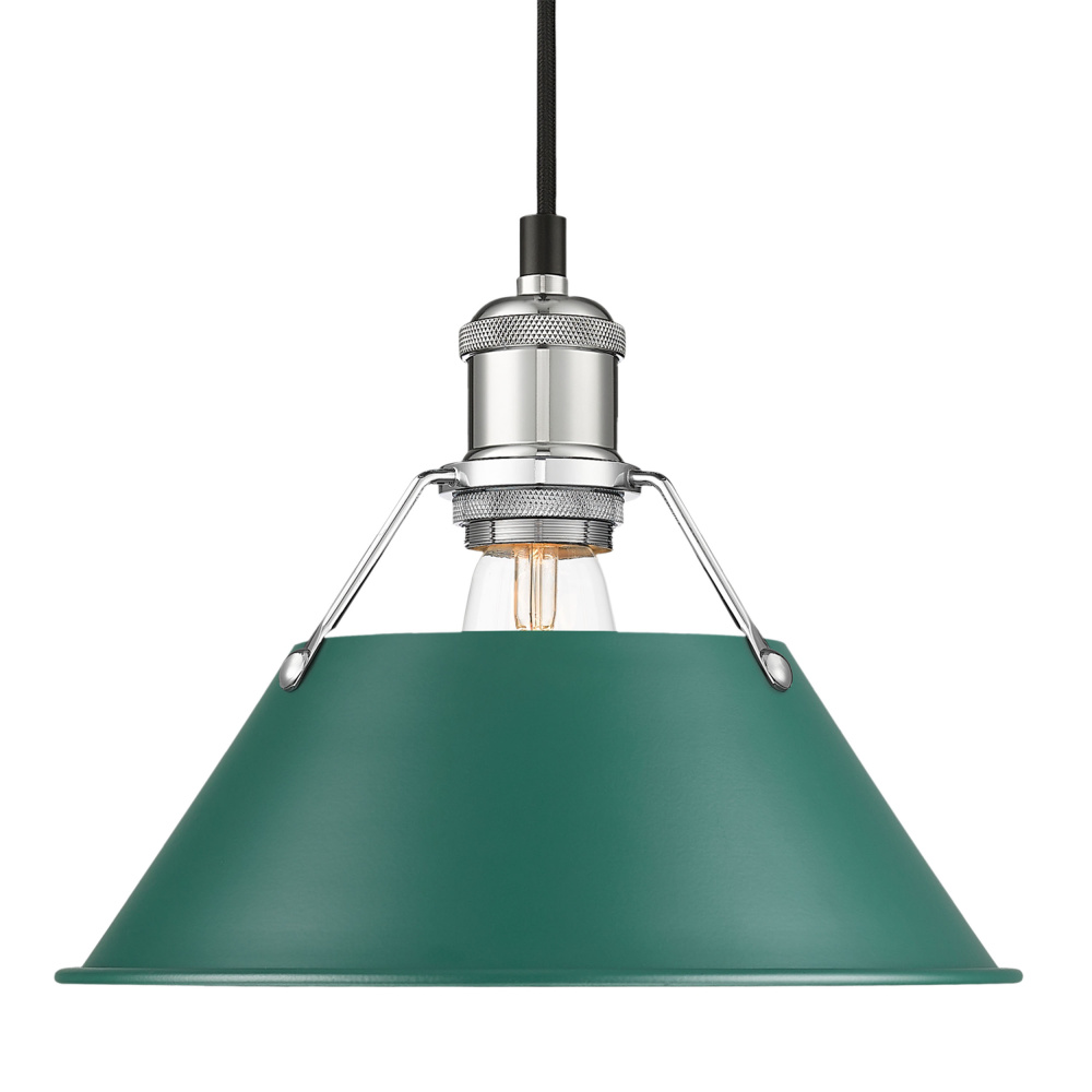Yep by Golden Lighting Orwell 1-light 10in Pendant in Chrome and Pine Green shade